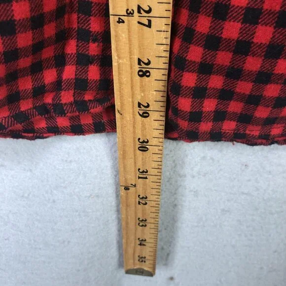 Timber June Shirt Large Red Check Flannel Evil Eye Sequin Back Boho Graphic - Picture 4 of 16